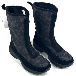 Lands End Thermolite Black Suede Canvas Boots Women's Size 8B All Weather New